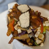 Poutine végane at L'Innocent in Riviere-du-loup