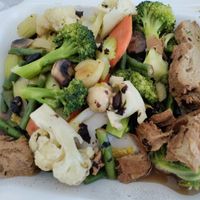 Mock duck in black bean sauce at Rose Garden in Willemstad