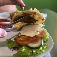 White burger-Vego bot vegan  at Tulasi Vegetarian in Ubud