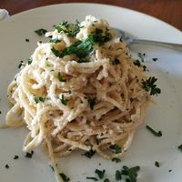Tofu carbonara - very tasty. at Tulasi Vegetarian in Ubud