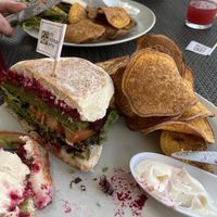 Veggie burger with sweet potato crisps   at Veggie Cafe in Albufeira