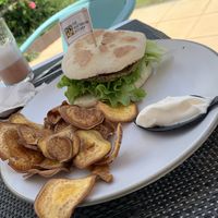Bean and Beetroot Burger  at Veggie Cafe in Albufeira