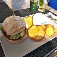 Beetroot and quinoa burger  at Veggie Cafe in Albufeira
