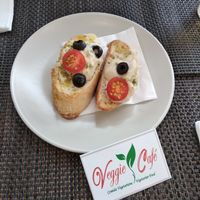 Cashew cheese on bruscetta  at Veggie Cafe in Albufeira