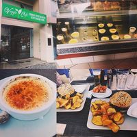 Our food and some of the other delicious desserts at Veggie Cafe in Albufeira