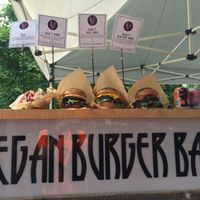 burger selection  at Big V - Victoria Park Market in East London