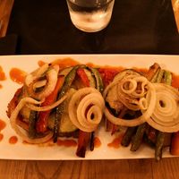 Tosta de calabacín, pimiento y setas at La Brava in Ourense