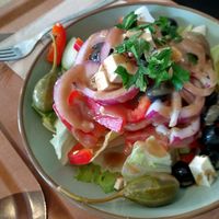 greek salad with feta tofu - recommended! at Voodies in Vienna