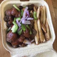 Burro fries and mushroom nuggets $14  at Blueberry Cafe in Newark