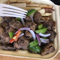 Burro fries and mushroom nuggets without sauce $14  at Blueberry Cafe in Newark