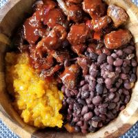 Wild black rice, squash, fried mushroom, & black beans at Blueberry Cafe in Newark
