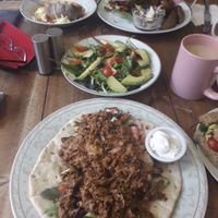 Mmm Kebab , side salad and bean burger at Humblest of Pleasures in Hebden Bridge