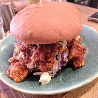 Cauliflower steak burger at Humblest of Pleasures in Hebden Bridge