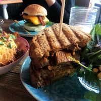 Burgers and toasted sandwich  at Humblest of Pleasures in Hebden Bridge