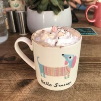 Hot chocolate with marshmallows  at Humblest of Pleasures in Hebden Bridge