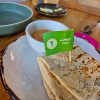 Vegan roti and peanut sauce at Bangpop in Melbourne