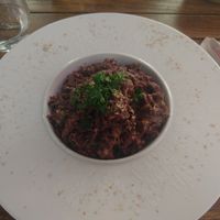 Vegan black rice truffle risotto at A Casa Leca in Ajaccio