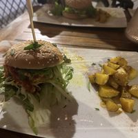 vegan burger with baked potatoes  at A Casa Leca in Ajaccio