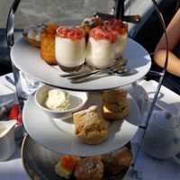 Sweets tower for Afternoon high tea at Oxo Tower Restaurant in South East London