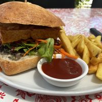 Sticky tofu burger  at Scallywags Cafe in Magnetic Island