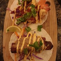 Vegan KFC taco, and Vegan Sally (sweet potato) $8.00 each at Basco in Brunswick
