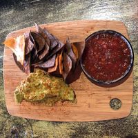 Snacky Chan corn chips with guac and salsa. The salsa was a touch on the sweet side but nothing about of lime couldn’t easily fix.  at Basco in Brunswick