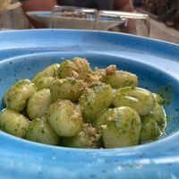 Home made gnocchi with pesto at Trattoria Di Mirko in Alghero