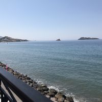 Seaside view from the roof terrace at Women's Cooperative of Petra in Lesvos