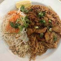 Pad Thai with vegan meat   at Saigon Lotus in Toronto