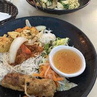 Spicy lemongrass tofu, seitan and crispy roll  at Saigon Lotus in Toronto