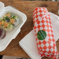 Yam Tempura Fresh Rolls & Lemongrass Tofu-Seitan Banh Mi at Saigon Lotus in Toronto