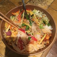 Terrible photo I'm sorry but this was the lemongrass tofu/seitan vermicelli bowl at Saigon Lotus in Toronto