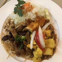 Lemongrass pad Thai with bbq “meat”   at Saigon Lotus in Toronto