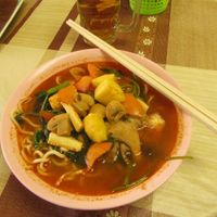 tom yum mee soup at Old Farmosa Vegetarian in Malacca