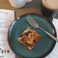 Brownie with roasted nuts on top at Spiregarden in Kristiansand