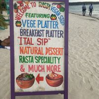 Sign on the beach  at Rasta Ade Refreshments in Negril