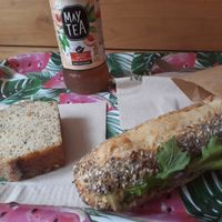 Hummus sandwich with citrus cake at Pickles in Lille