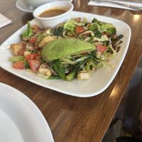Other angle tofu scramble plus empty oat milk latte   at Cheryl's on 12th & As Good As It Gets in Portland