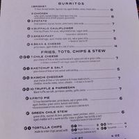 Menu... Also have cauliflower tacos and such on the other side. at Sister Bar in Albuquerque