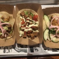 All vegan - cauliflower, sweet potato and avocado tacos at Sister Bar in Albuquerque