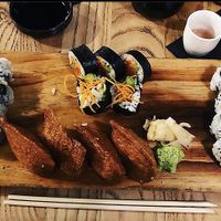 Vegan sushi spread at The Cultured Pearl in Rehoboth Beach