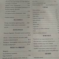 menu at Moringa in Augustow