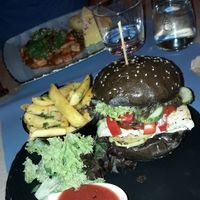 Vegetarian black Halloumi Burger at Alouette in Bucharest