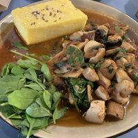 Mushrooms with polenta at Alouette in Bucharest