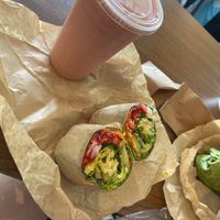 Veggie hummus wrap and vegan smoothie  at Lolo Kai Smoothies & Wraps in Galveston