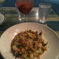 Paella vegana and strawberry mojito  at Bili  in Vieques