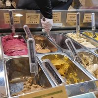Close up ice cream display at Premarché Gelateria in Kyoto