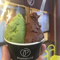 Chocolate and matcha at Premarché Gelateria in Kyoto