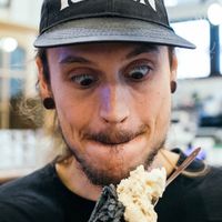 Happy him Ninja & caramel rice mylk at Premarché Gelateria in Kyoto