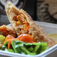 Disco Stick -vegan
Mock chicken, carrots, pineapple kimchi and napa cabbage. Comes in two sizes, giant or small. Served w/spicy k-town sauce for dipping at Pow Pow - H St NE in Washington